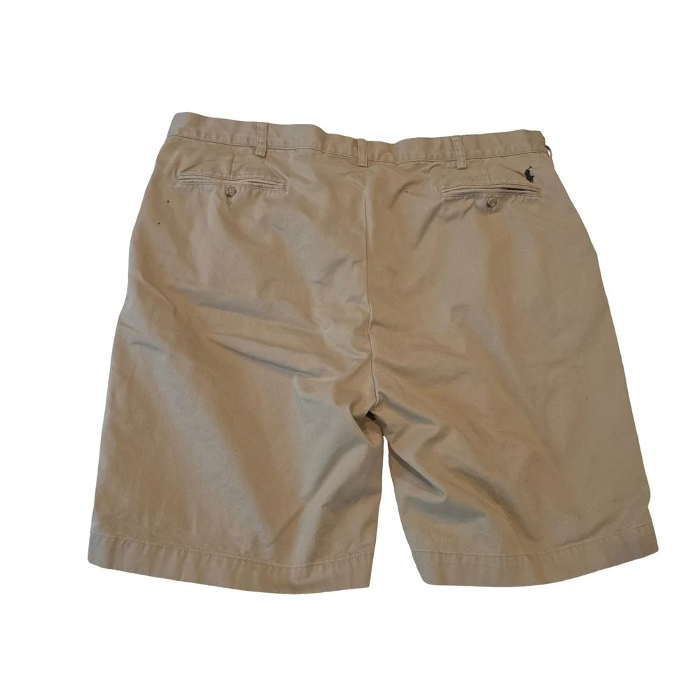 VTG Polo Ralph Lauren Mens Chino Shorts Tan Khaki Classic Fit 44T INK SPOTS